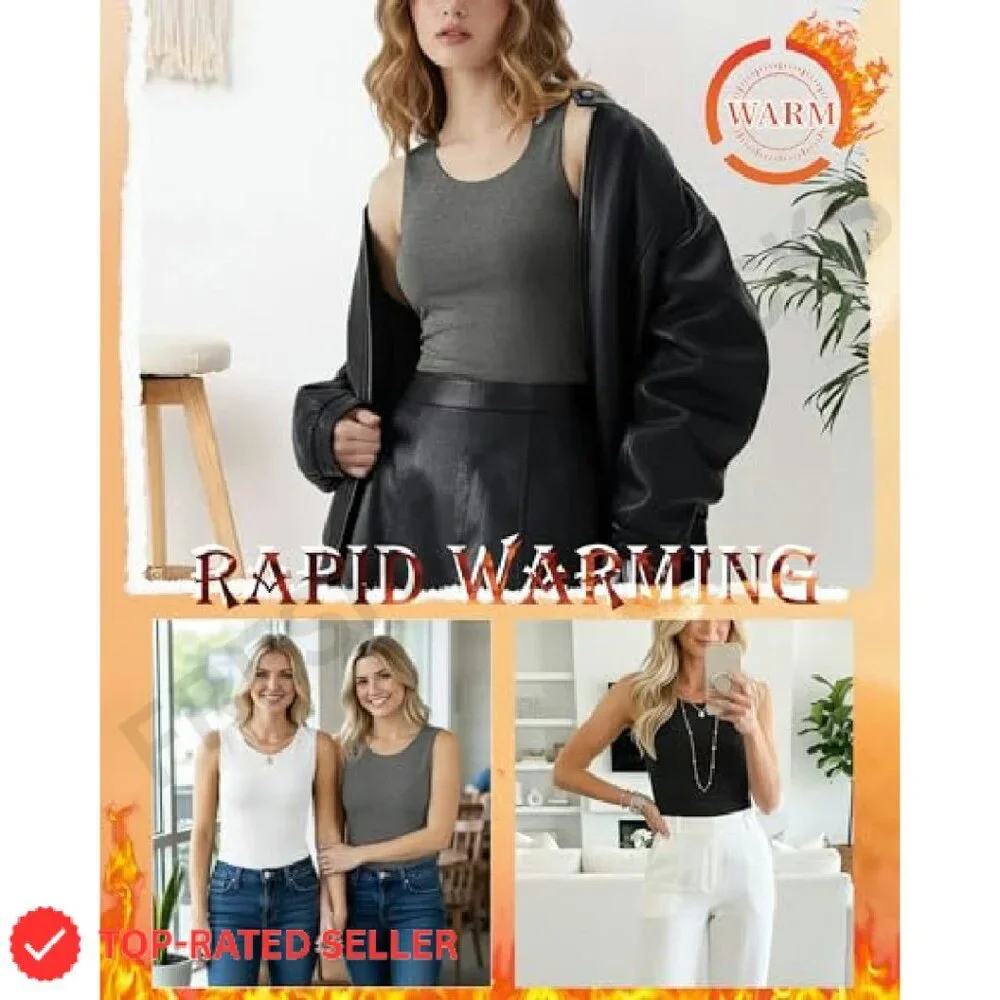 Fleece Thermal Tank Tops 3 Pack Frayed Edge Base Layer Minimal Chic